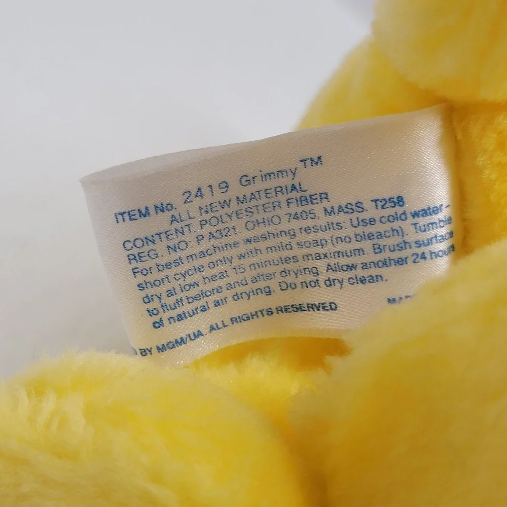 24K Mother Goose & Grimm Grimmy Yellow Dog Plush Stuffed Animal Cartoon 1989